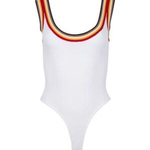 Kendall & Kylie white Ribbed Sleeveless Tank Top Body suit. So flattering